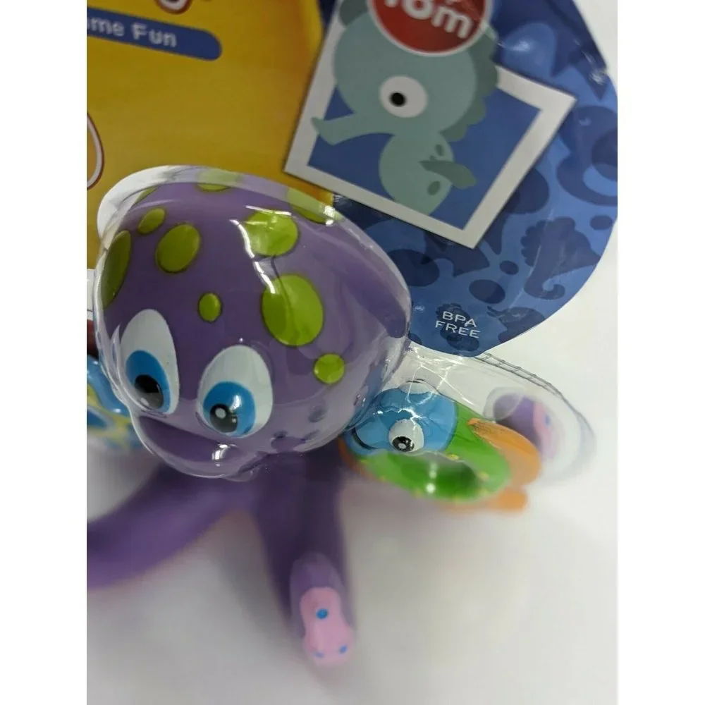 Nuby Floating Purple Octopus with 3 Hoopla Rings Interactive Bath Toy
